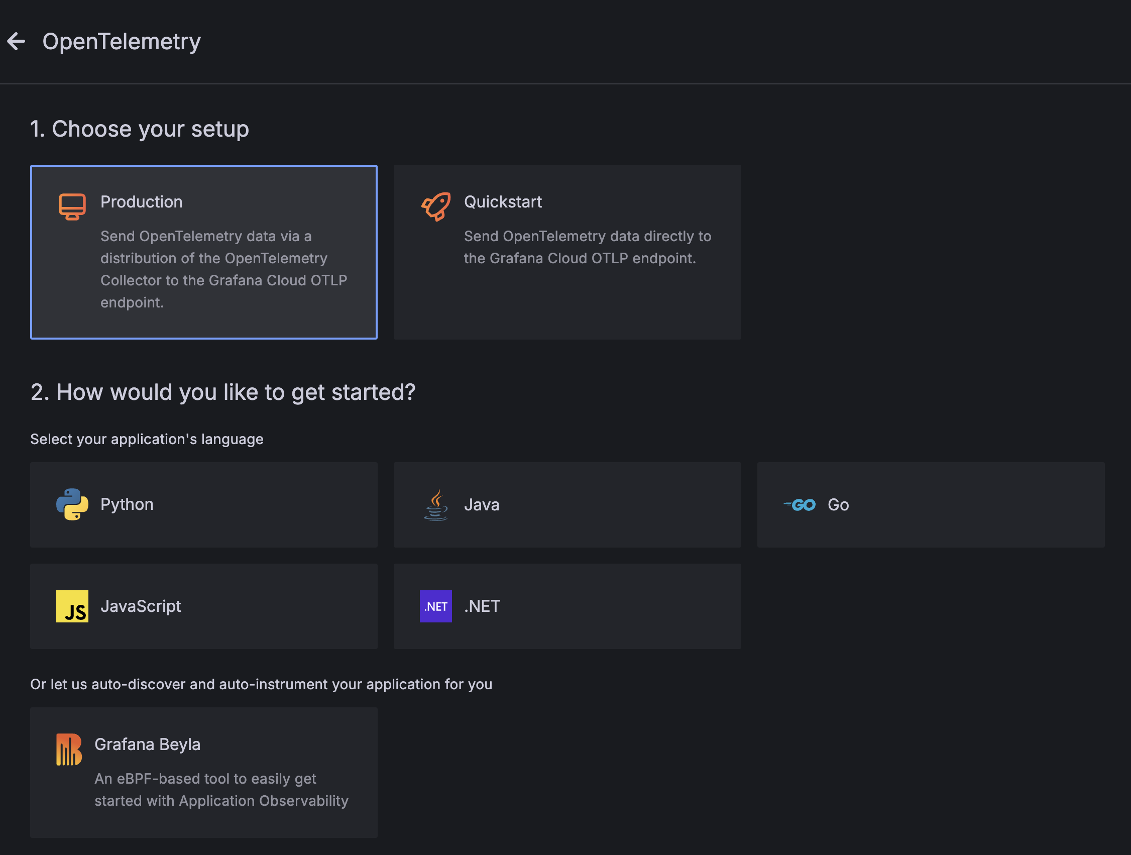 Grafana Cloud setup guide for OpenTelemetry