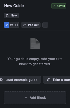 Empty block editor canvas