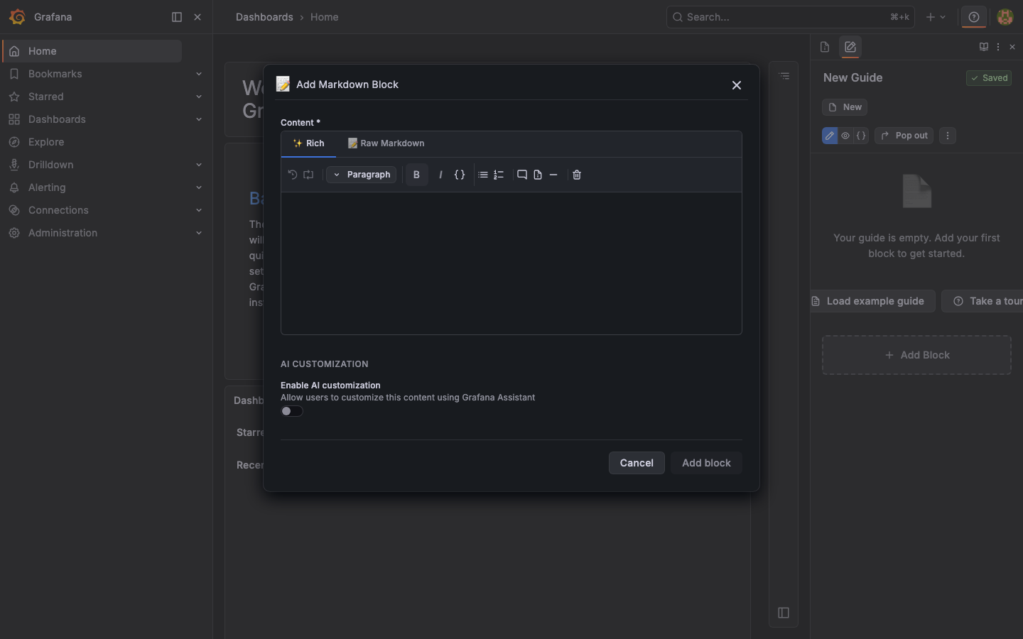 Markdown block form