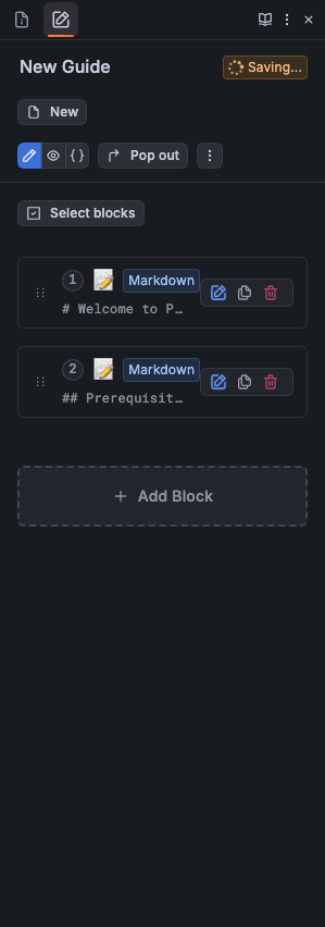 Block editor with a few blocks added