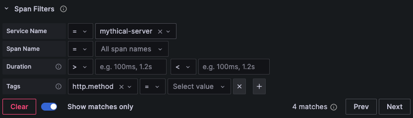 Traces span filtering Traces span filtering
