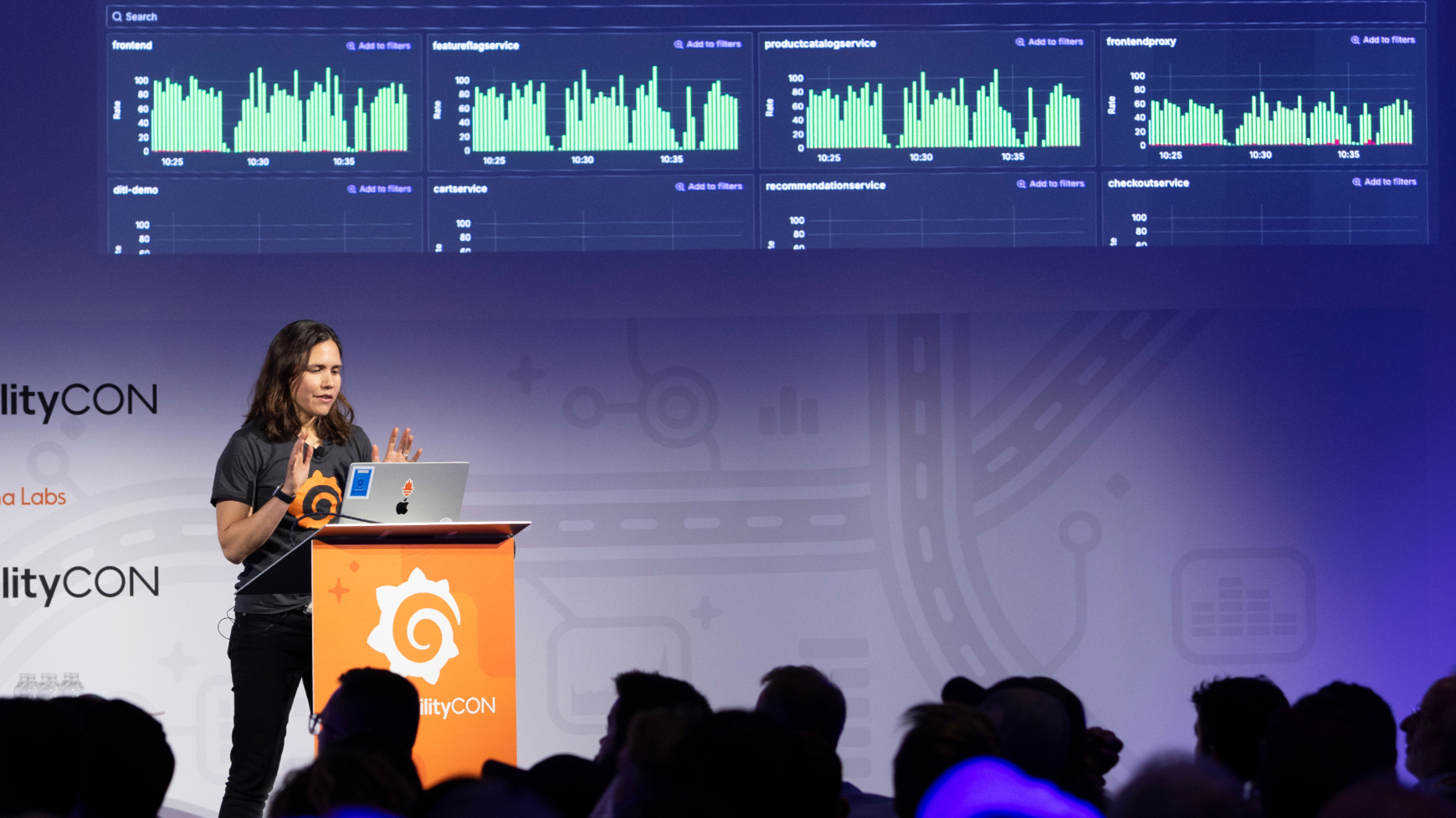 Presenter on stage