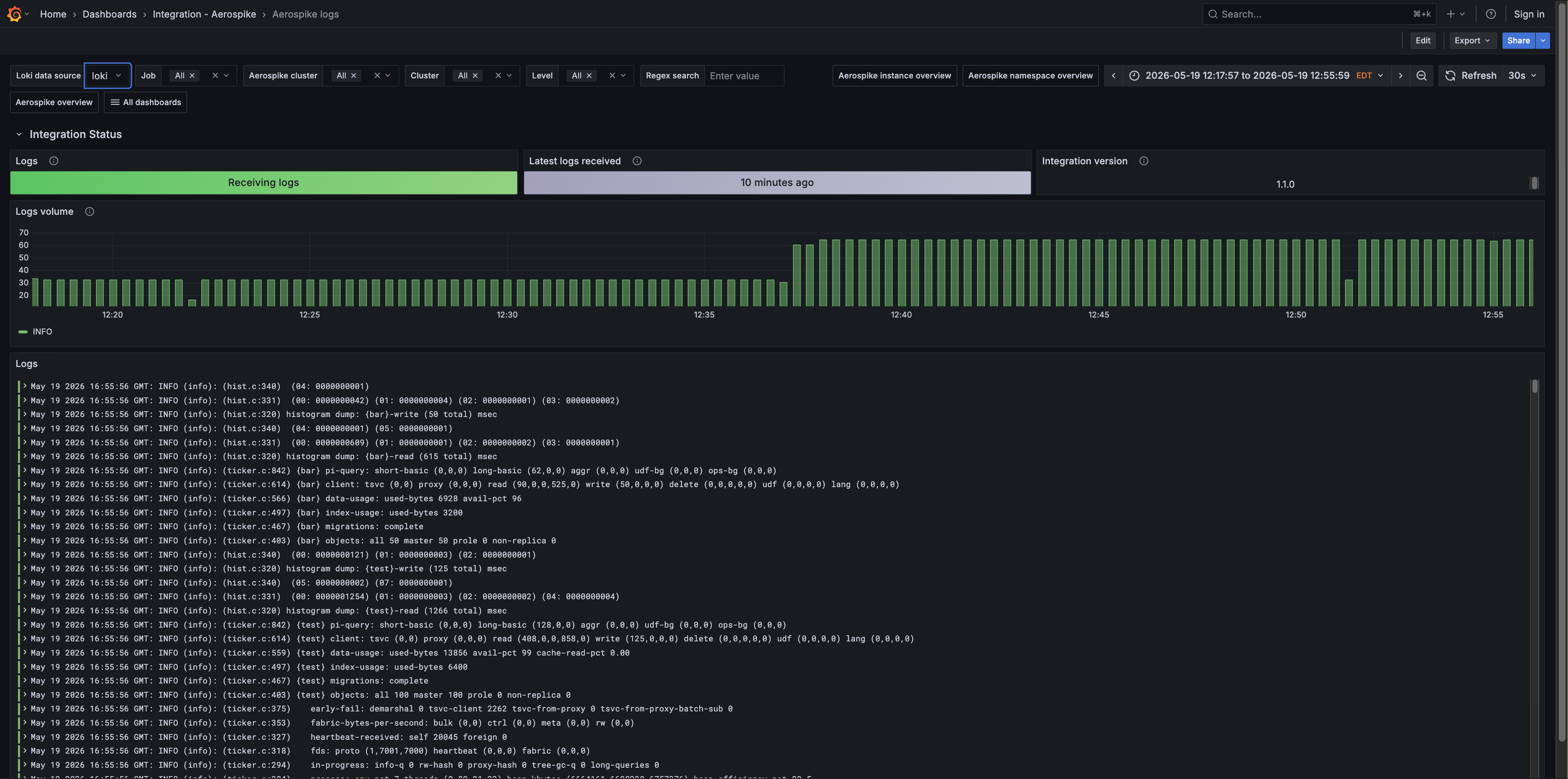 Aerospike logs (logs)