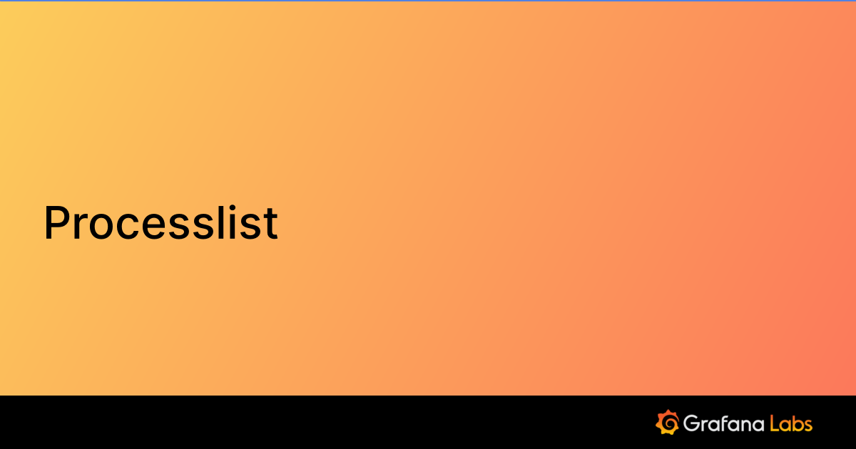 Processlist | Grafana Labs