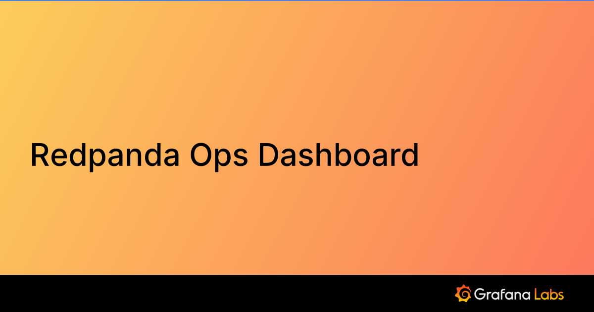 Redpanda Ops Dashboard | Grafana Labs