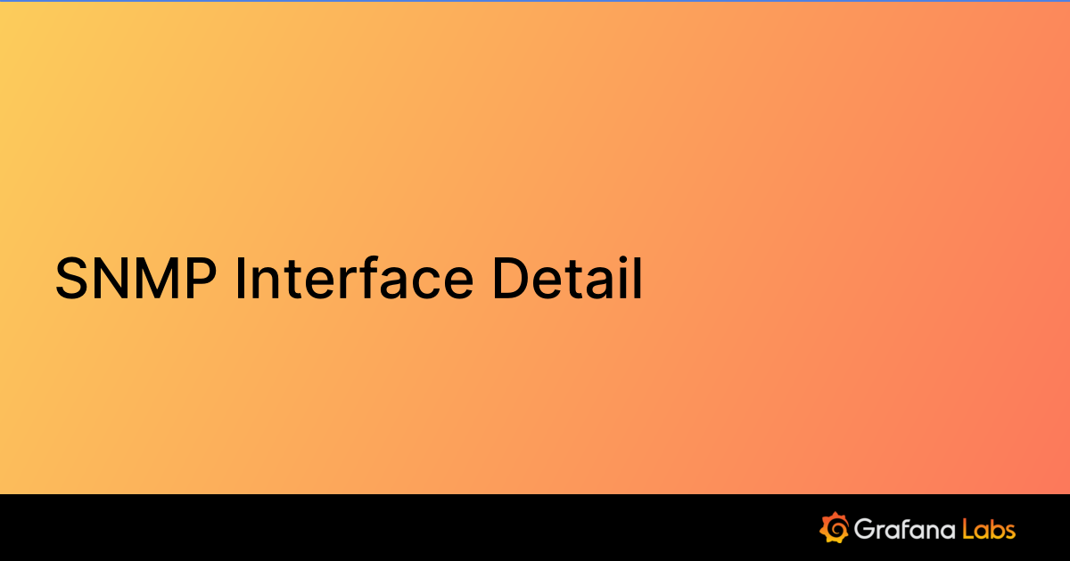 SNMP Interface Detail | Grafana Labs