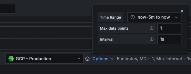 A screenshot showing how to set a time range of five minutes.