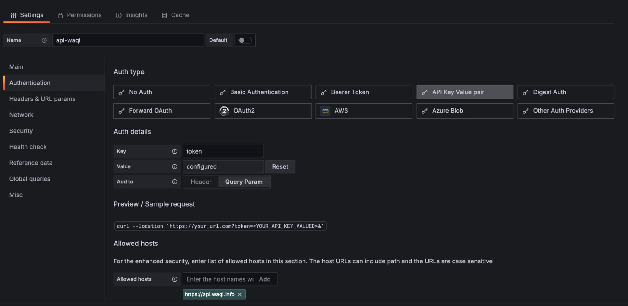 Auth type menu