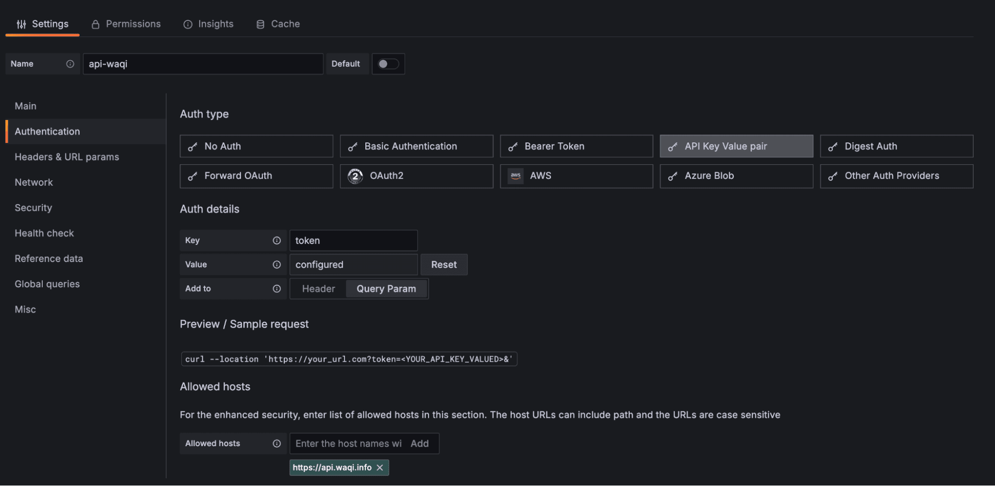 Auth type menu