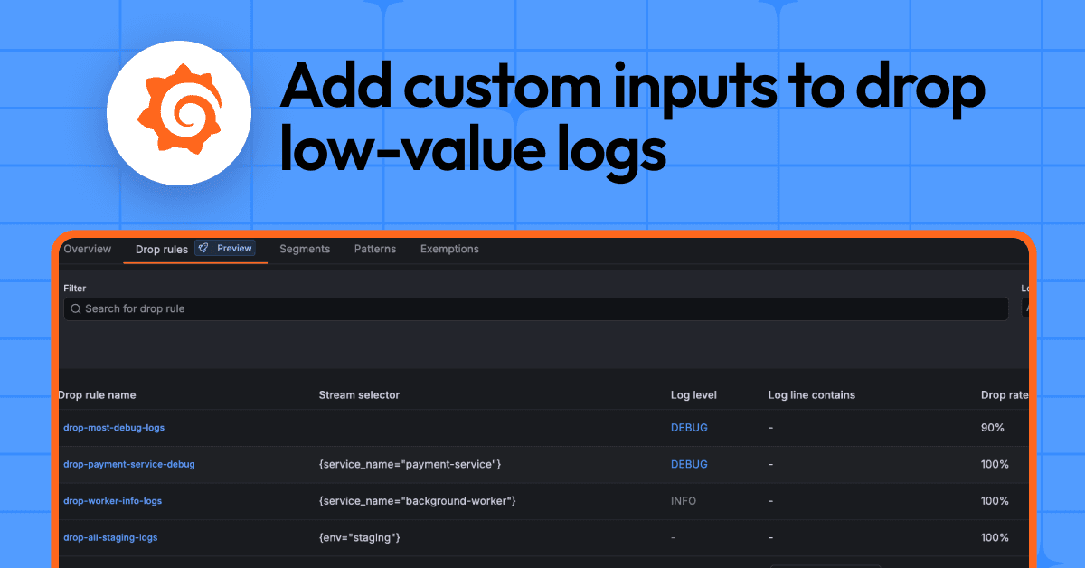 Eliminate noisy log lines with Adaptive Logs drop rules
