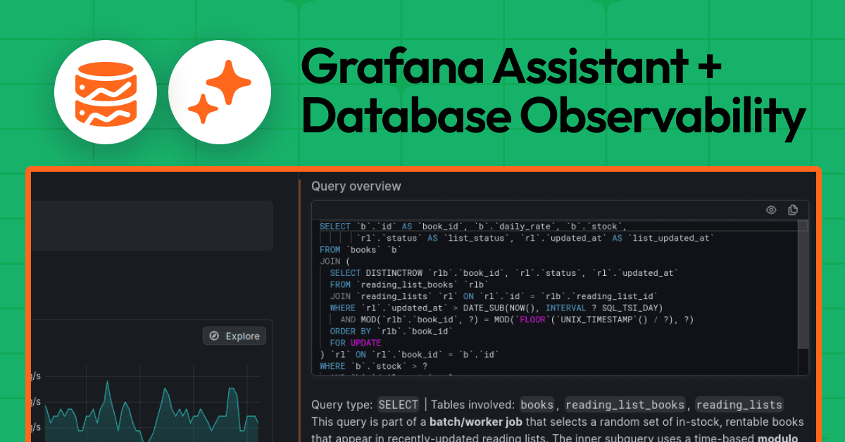 Troubleshoot performance issues faster with the new Grafana Assistant integration for Database Observability 