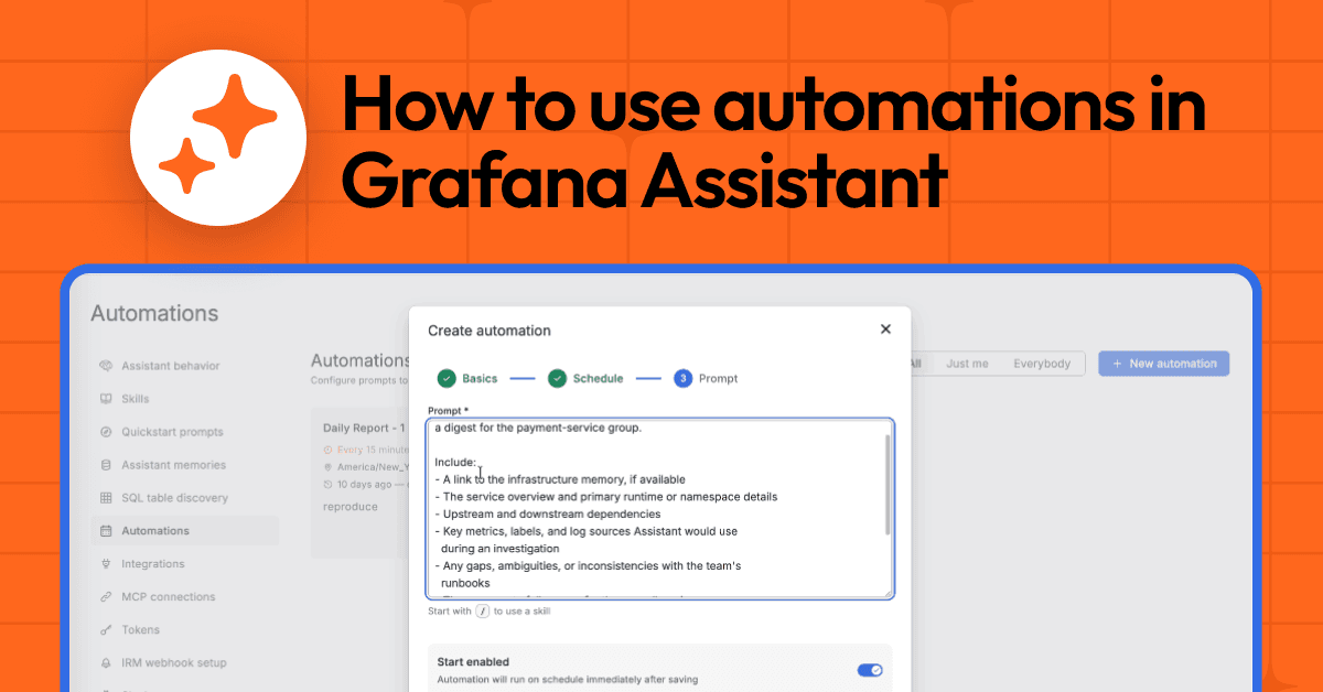 Spend less time on repetitive tasks with the new automation feature in Grafana Assistant