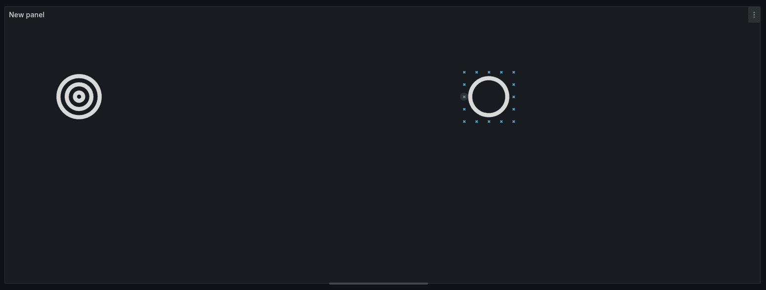 A dark interface with a bullseye graphic on the left and a circle with a dotted square around it on the right.