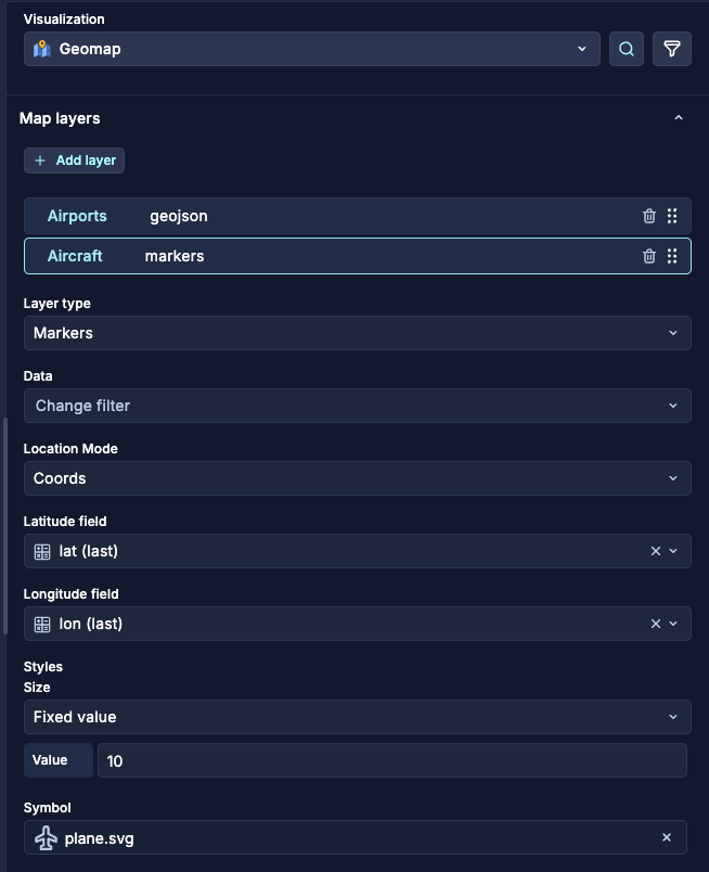 Geomap menu
