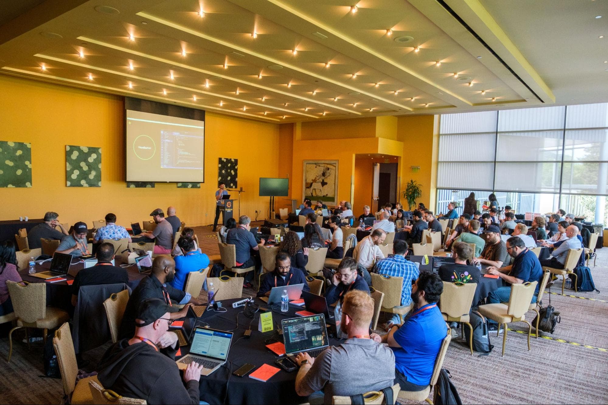 A photo of a hands-on lab from GrafanaCON 2025.