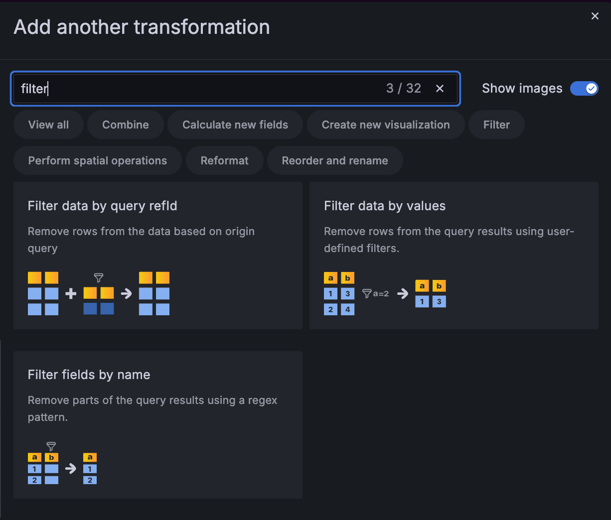 A screenshot showing how to add a transformation.
