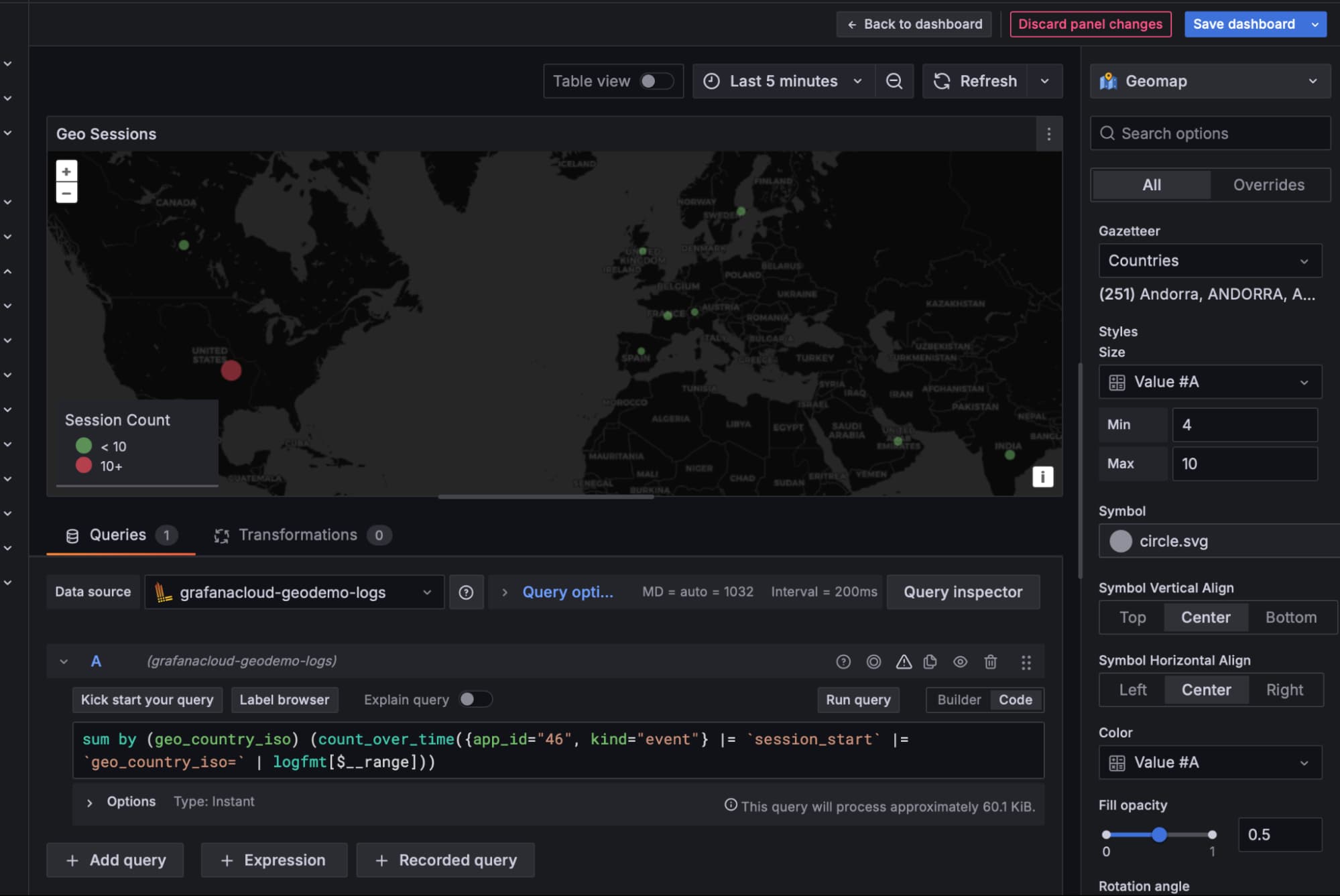A screenshot showing the Geo Panel for interactive geographic visualizations.