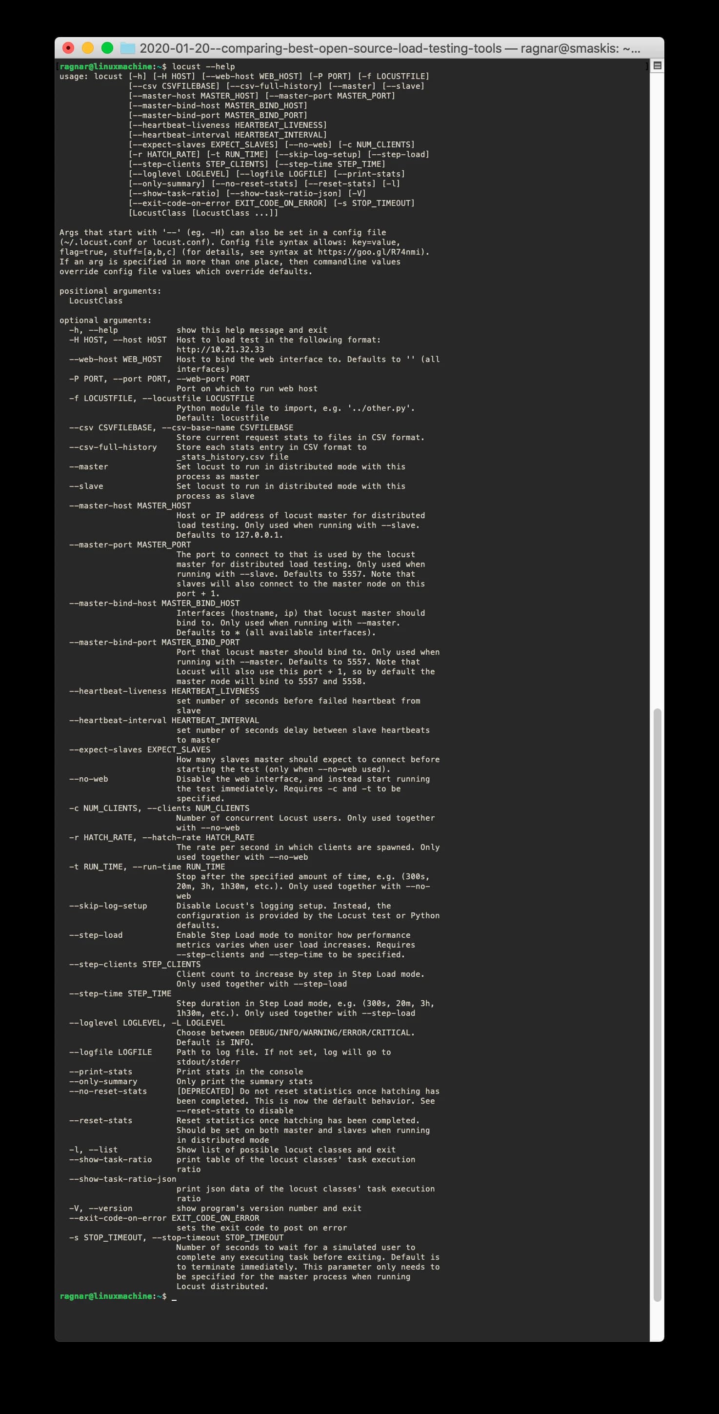 Locus help output screenshot