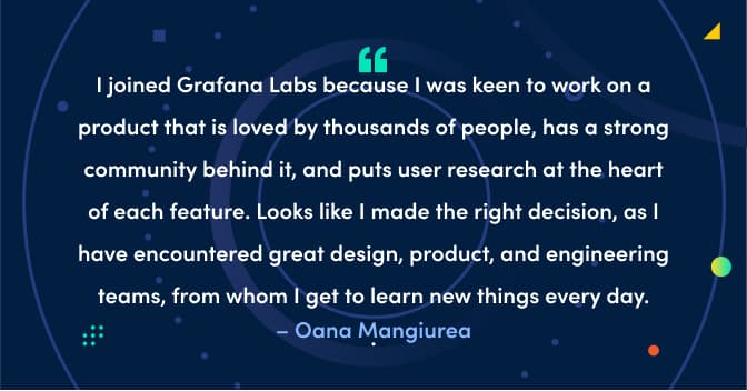 Meet the Grafana Labs team: Oana Mangiurea, a UX designer working on Grafana Cloud