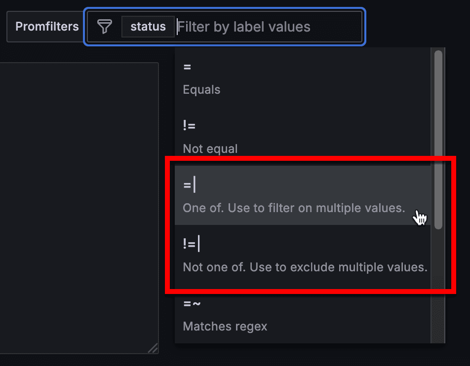 A screenshot of dashboard filters.