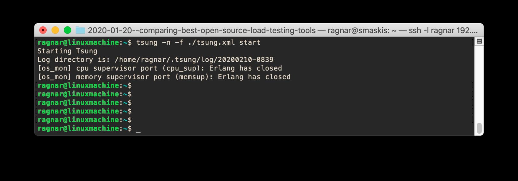 Tsung runtime screenshot