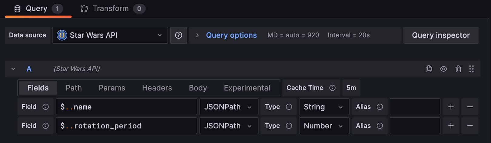 An additional number field is added to the query.