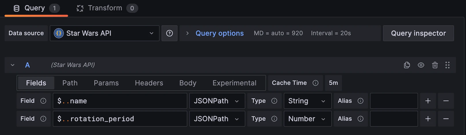 An additional number field is added to the query.
