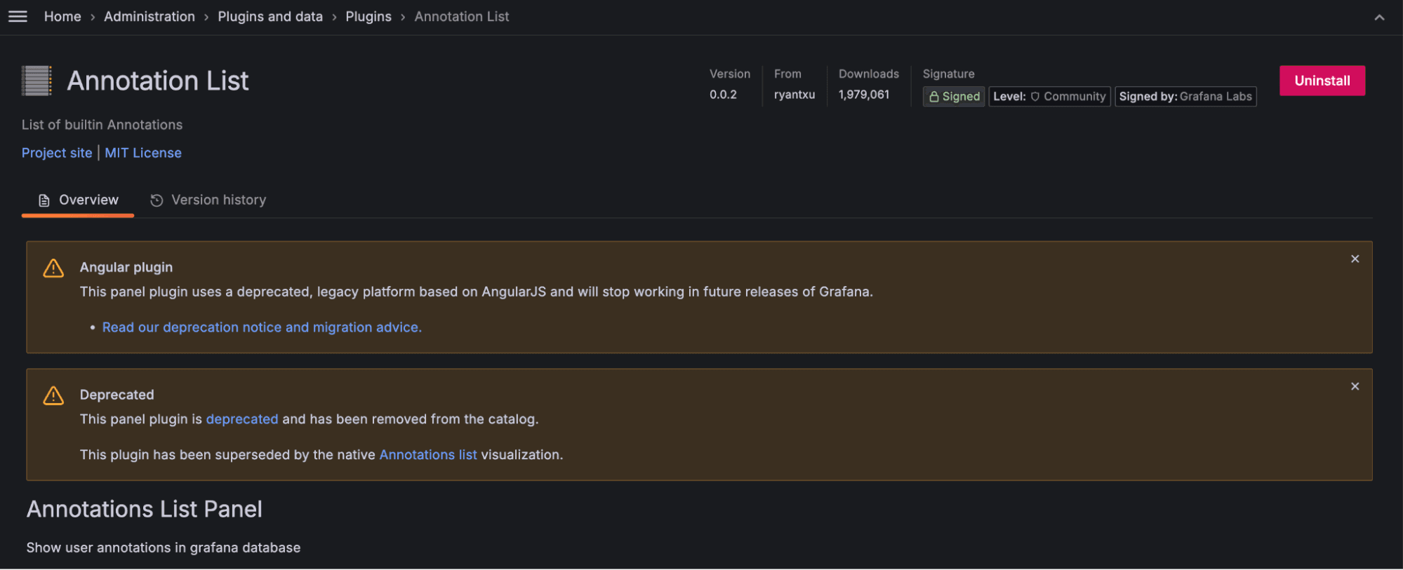 AngularJS deprecation warning messages in plugin page