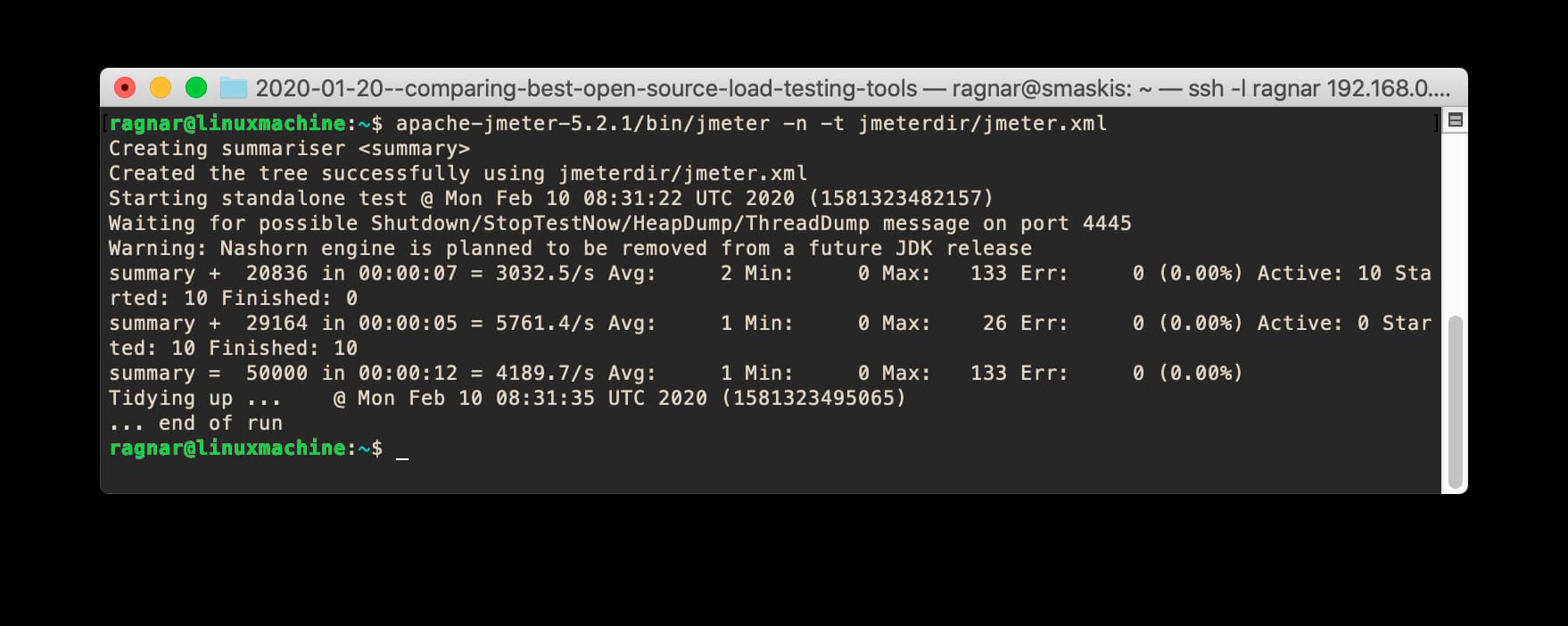 JMeter runtime screenshot