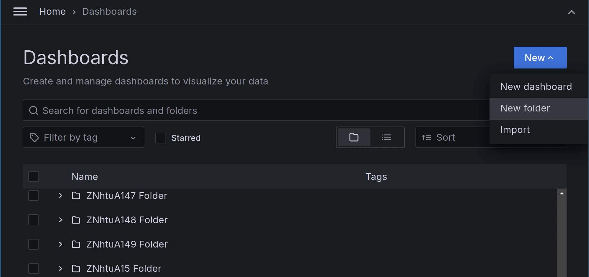 New folder selection