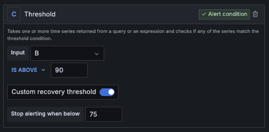 a screenshot of the Threshold menu in the UI