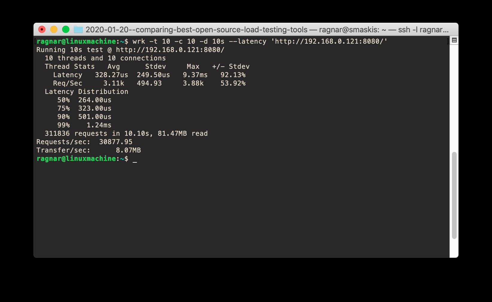 A screenshot of a Wrk runtime