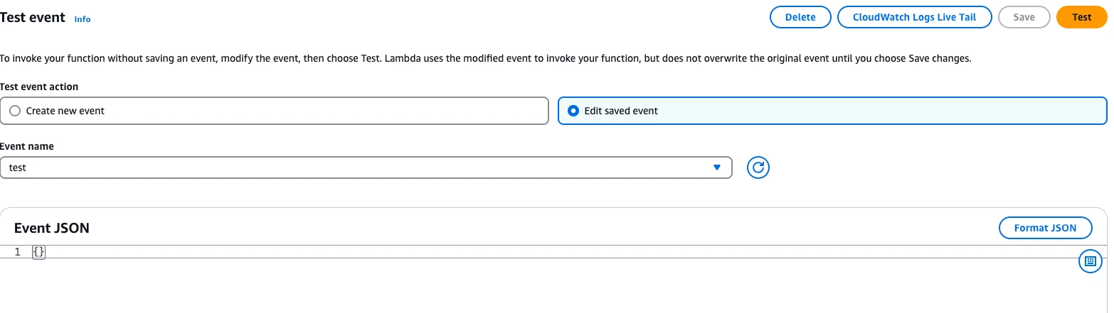 Editing a saved event