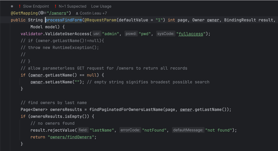 Code example