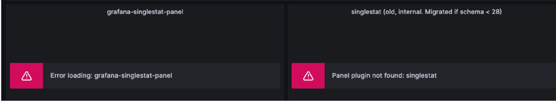 An example of the error messages that indicate you have a plugin that failed to load.