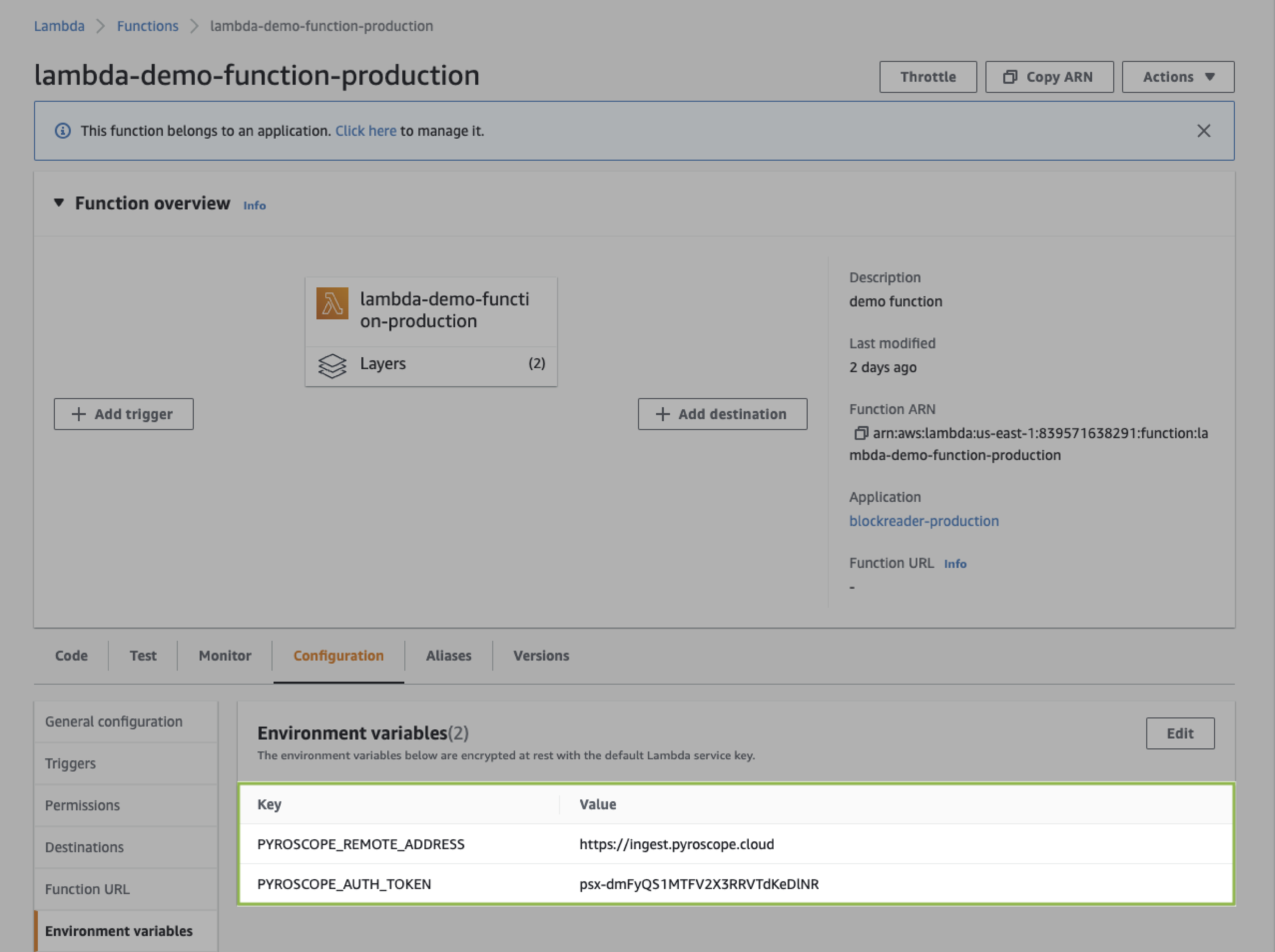 A screenshot showing how to configure environment variables.