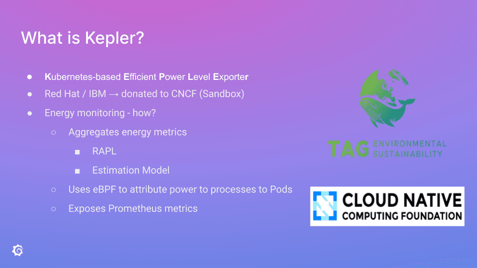 A presentation slide showing information about Kepler.