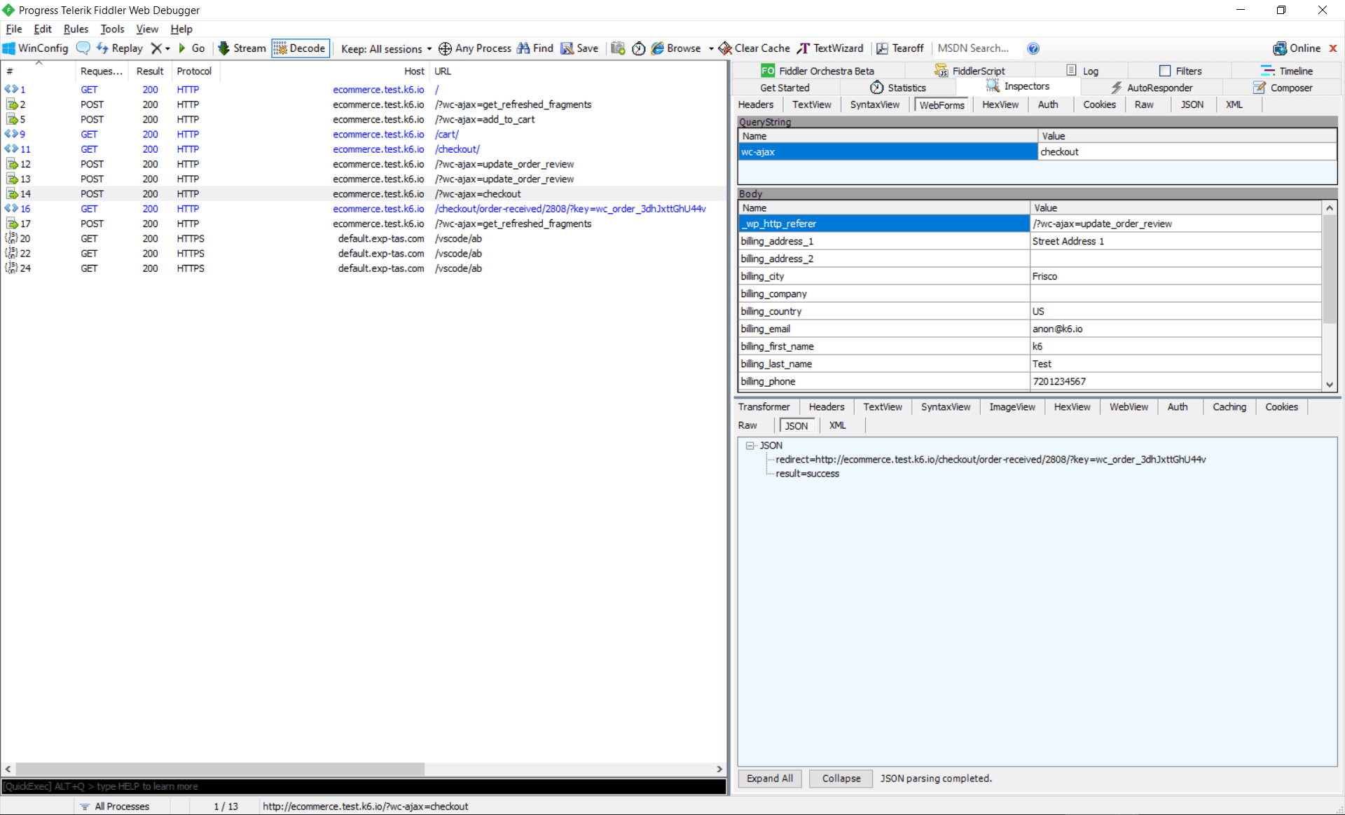 Formatted responses in Fiddler