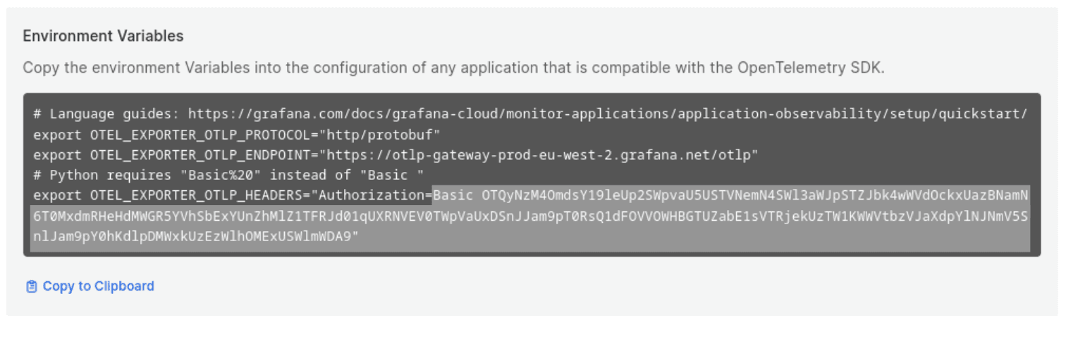 A screenshot of Environmental Variables code