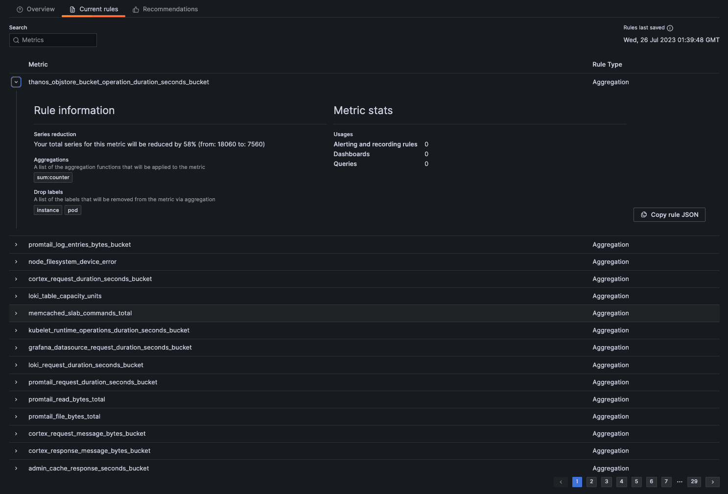 The Current rules tab shows all the new applied rules.