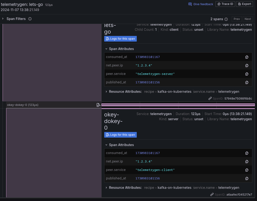 Grafana Cloud Traces UI