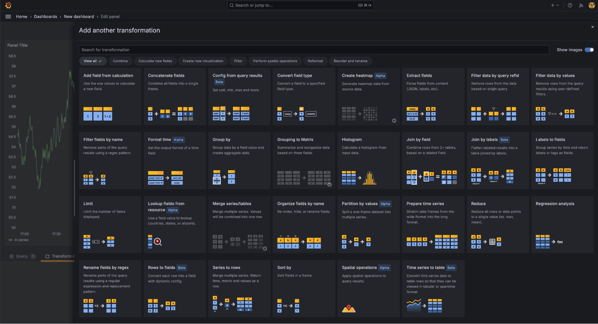 Add another transformation menu