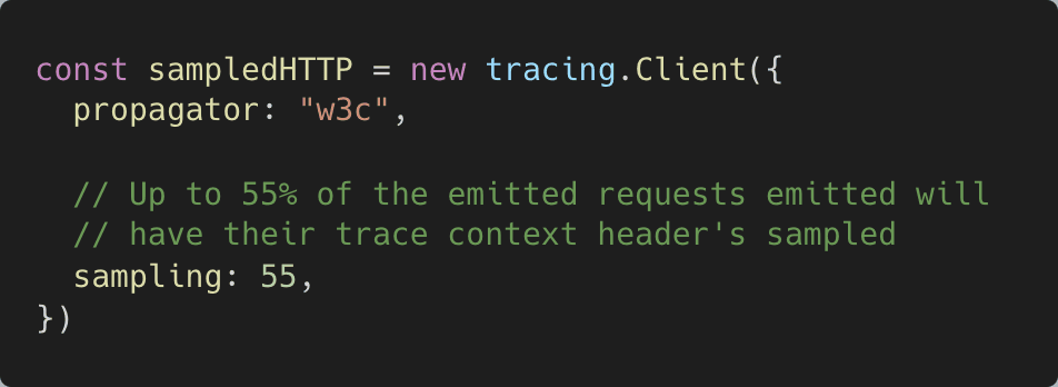 Screenshot of code for k6 tracing module