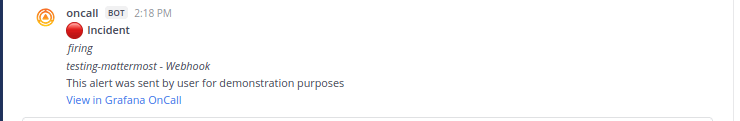 Incident firing message in Grafana Oncall