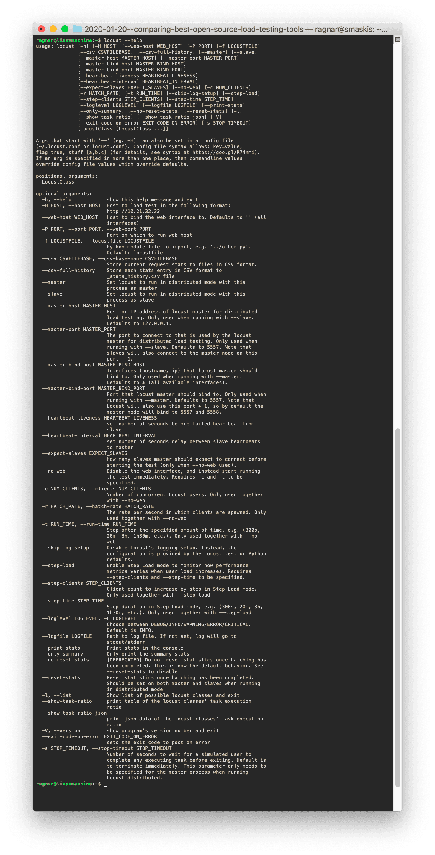Locus help output screenshot
