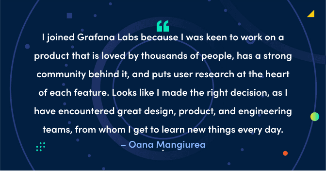 Meet the Grafana Labs team: Oana Mangiurea, a UX designer working on Grafana Cloud