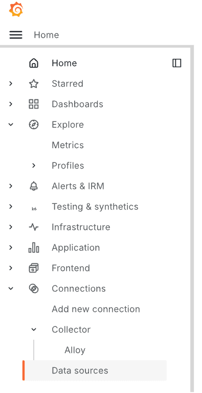 The Data sources menu