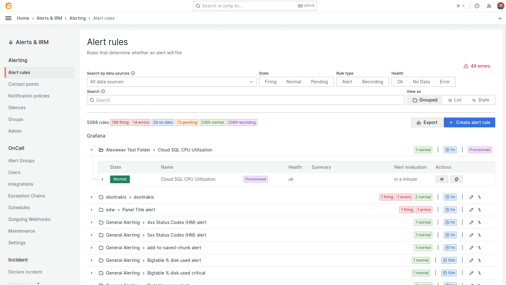 Screenshot of new navigation in Grafana 10