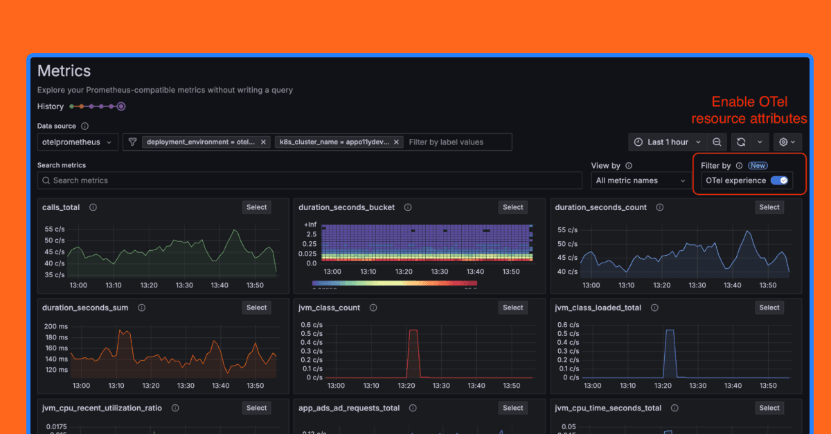 Grafana Drilldown: First-class OpenTelemetry support now available for metrics
