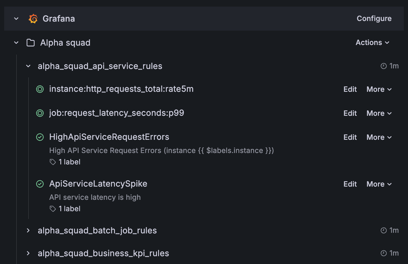 A screenshot of the new grouped view